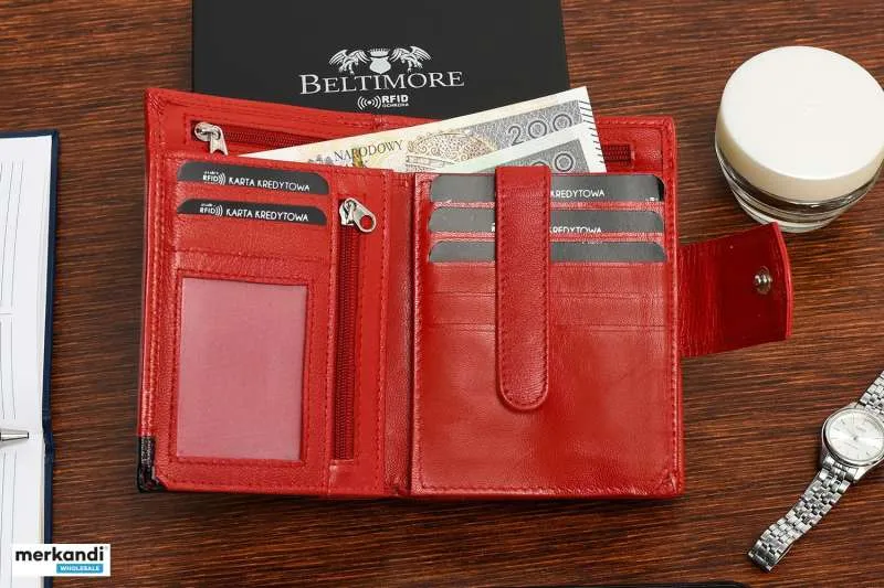 BELTIMORE billetera de cuero para mujer RFiD tarjetas de cuero 039