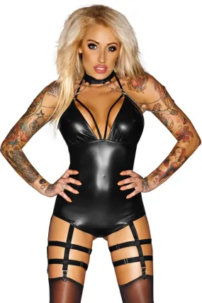 Body de cuero con porta ligueros 