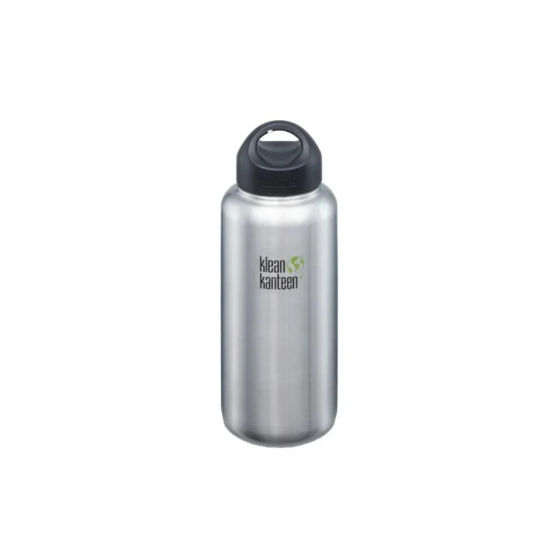 Botella Klean Kanteen Classic Wide 1182ml/40oz con tapón de lazo (acero inoxidable cepillado)