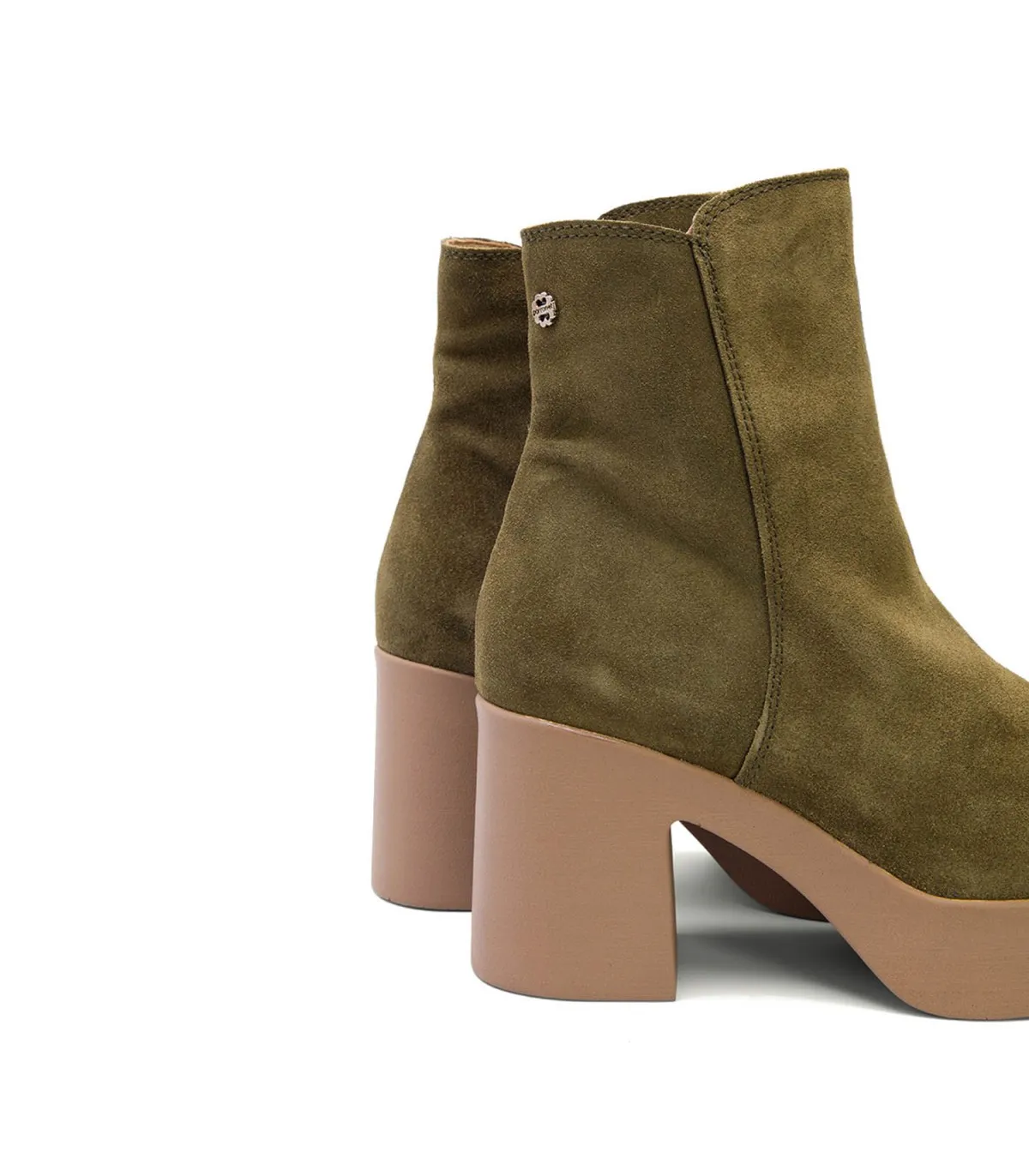 BOTINES DE TACÓN KAKI CON CREMALLERA LETA