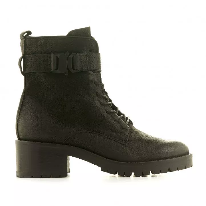 Botines tacón Mjus negros con clip en el tobillo
