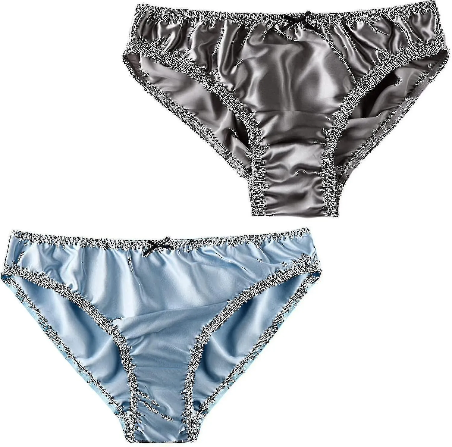 Bragas de seda de las mujeres Bikini de seda Pantalones cortos de seda Ropa interior de satén 2pcs