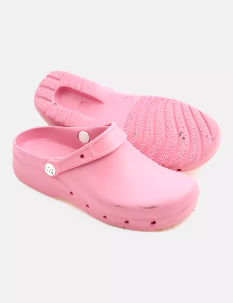 Feliz caminar Zuecos rosa goma