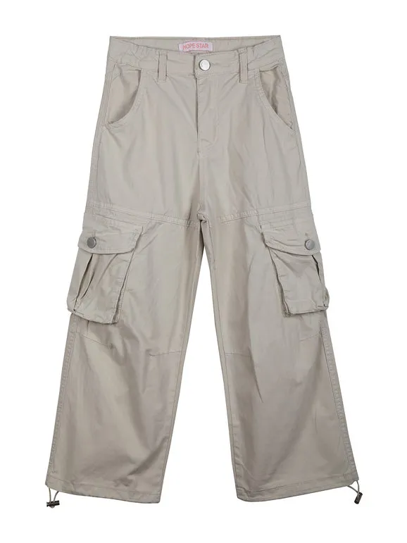 Hope Star Pantalón cargo de niña de algodón con cordón en el bajo