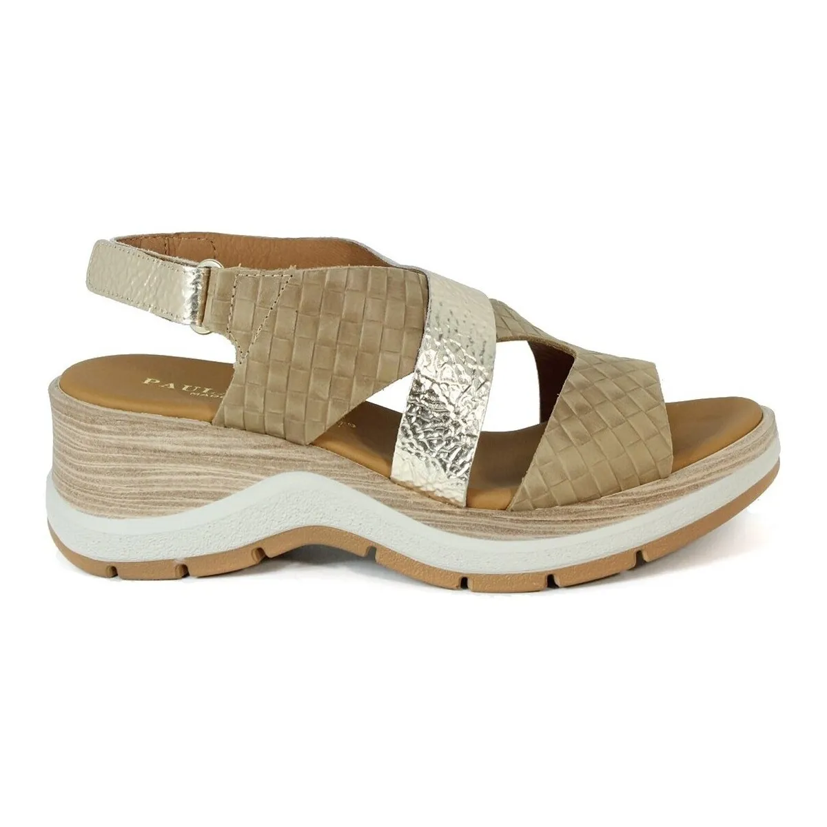 SANDALIAS DE CUÑA  NABUK PERLA CUERO