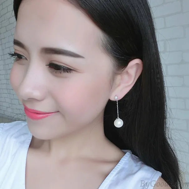 Unique Pearl Long Tassels Drop Dangle Geometry Party Linear Earrings