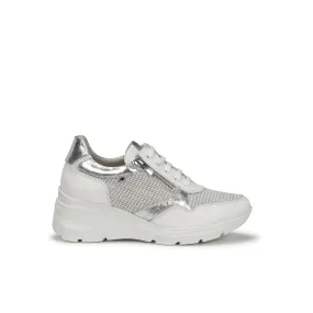 Zapato Deportivo Fluchos de Piel Mujer con Cuña Olas en blanco 1660